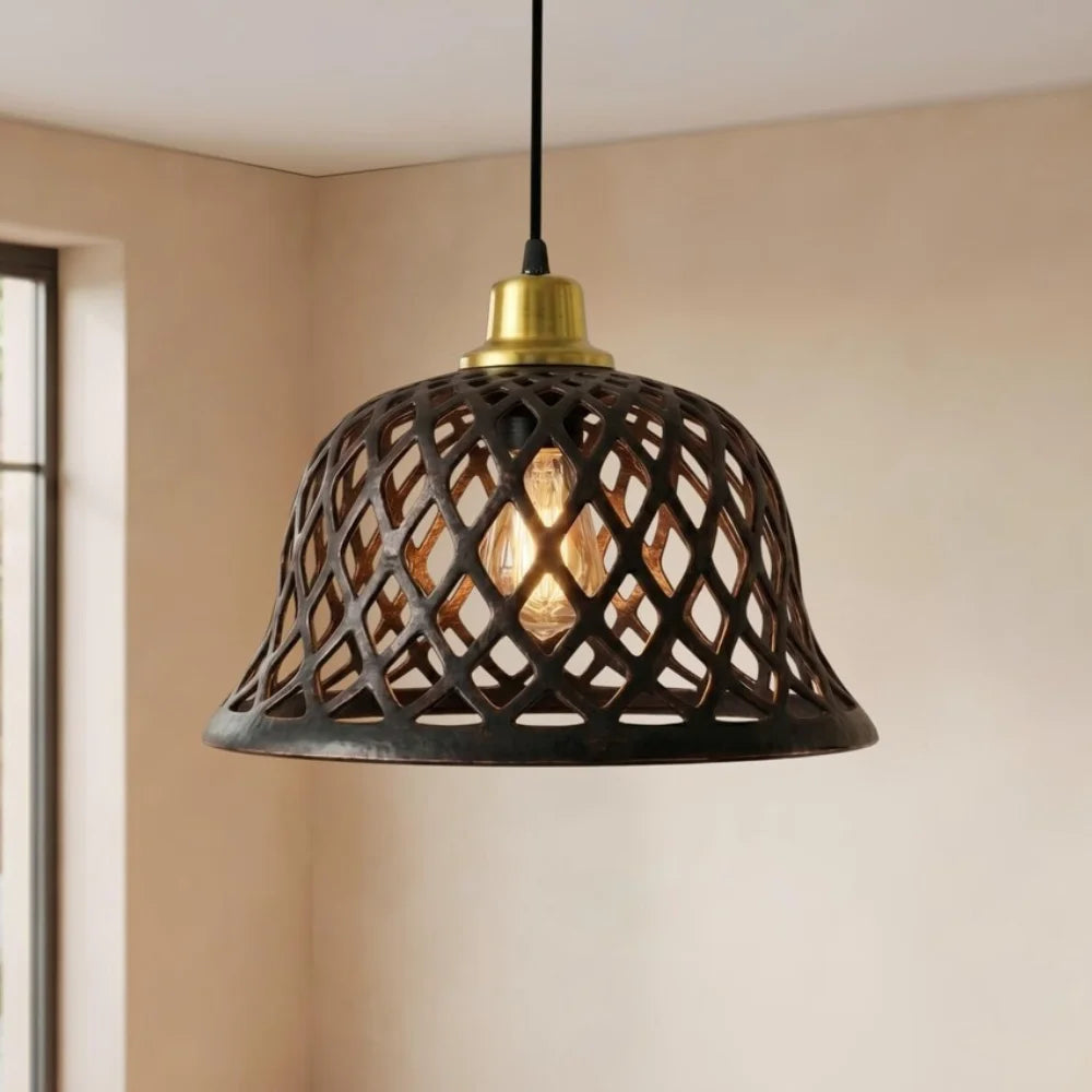 Plomet Handcrafted Black Copper Ceiling Lamp - 20 cm / 7.8 Inches