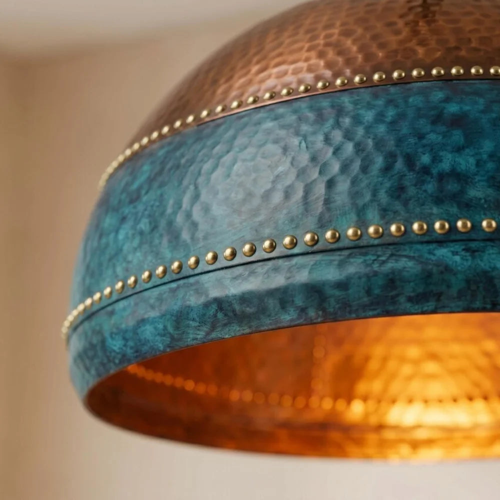 Plomet Handcrafted Two-Tone Copper Dome Pendant Light - 20 cm / 7.8 Inches