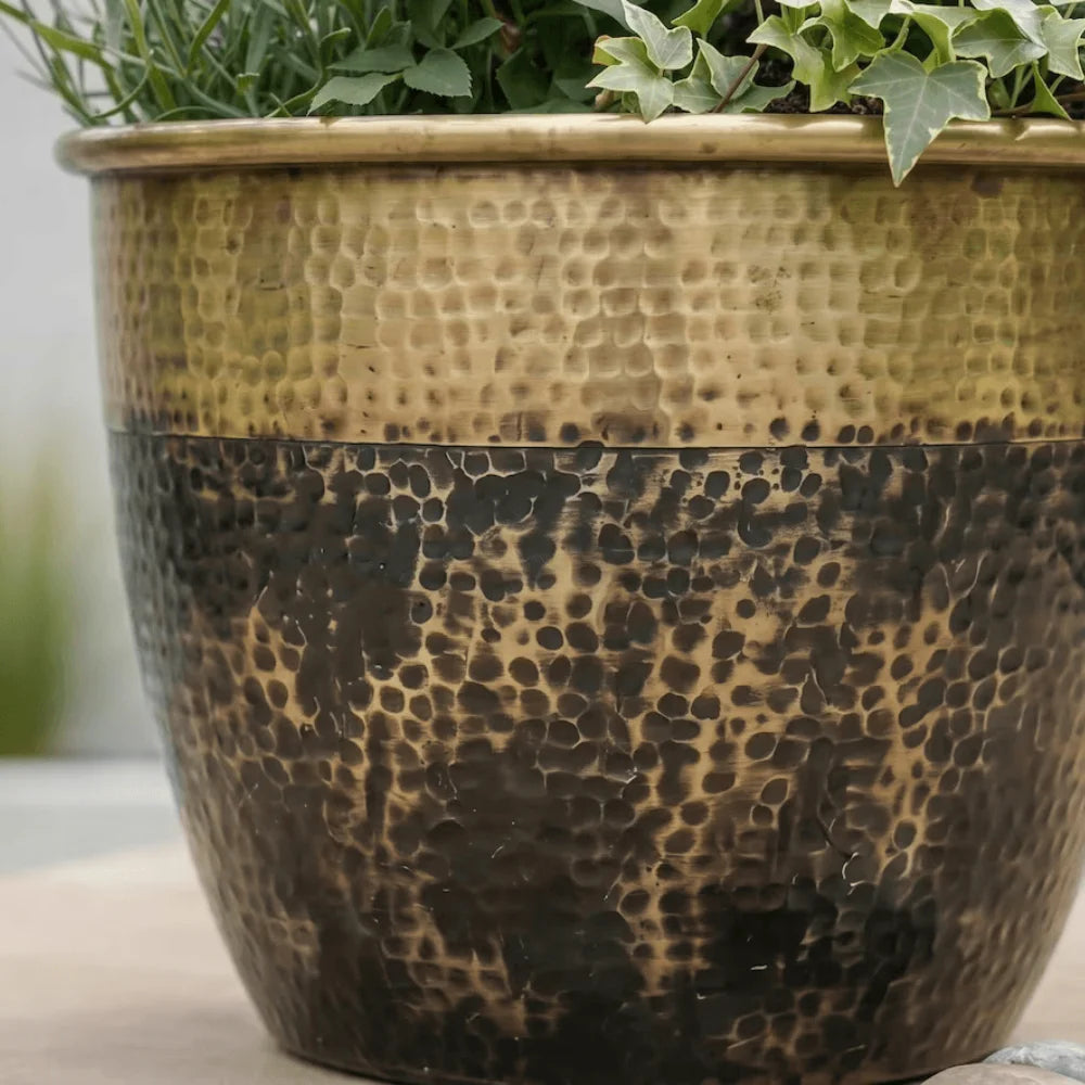Plomet Handmade Hammered Brass Planter - 20 cm / 7.8 Inches