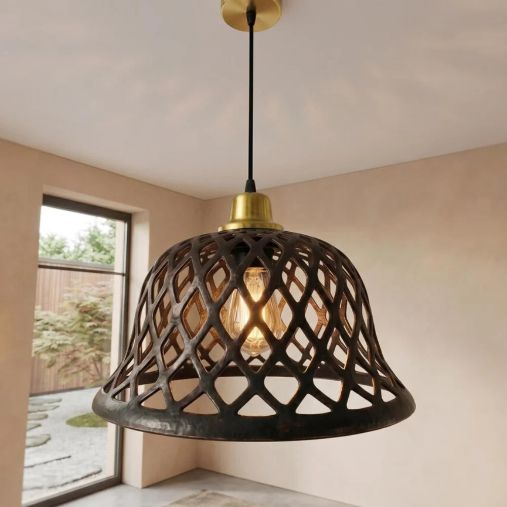 Plomet Handcrafted Black Copper Ceiling Lamp - 20 cm / 7.8 Inches