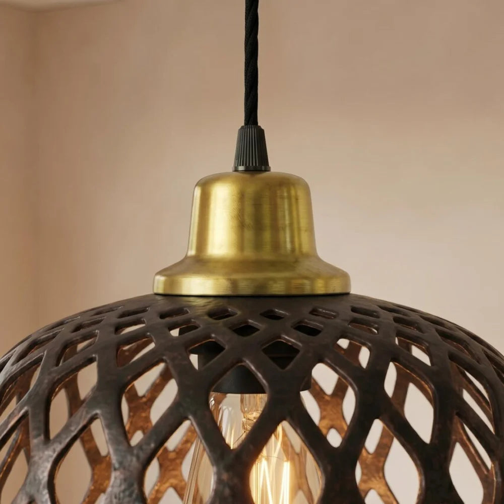 Plomet Handcrafted Black Copper Ceiling Lamp - 20 cm / 7.8 Inches