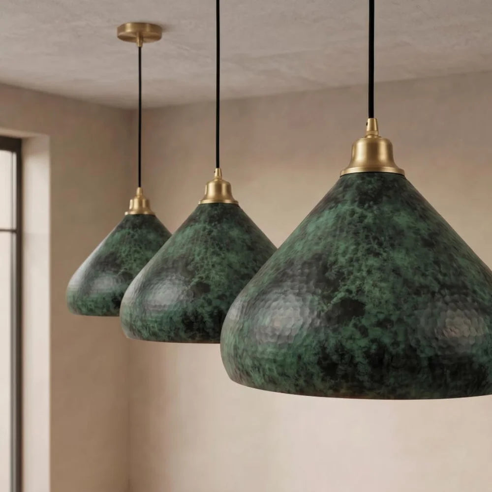 Plomet Handcrafted Green Patina Copper Pendant Light - 20 cm / 7.8 Inches