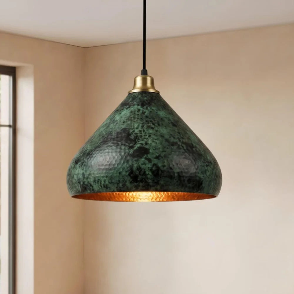 Plomet Handcrafted Green Patina Copper Pendant Light - 20 cm / 7.8 Inches