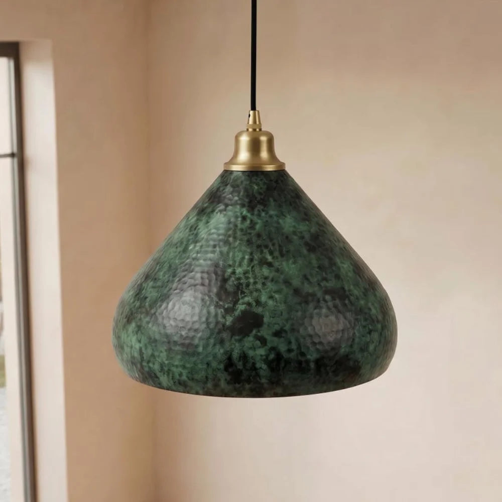 Plomet Handcrafted Green Patina Copper Pendant Light - 20 cm / 7.8 Inches