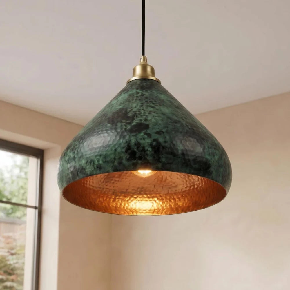 Plomet Handcrafted Green Patina Copper Pendant Light - 20 cm / 7.8 Inches