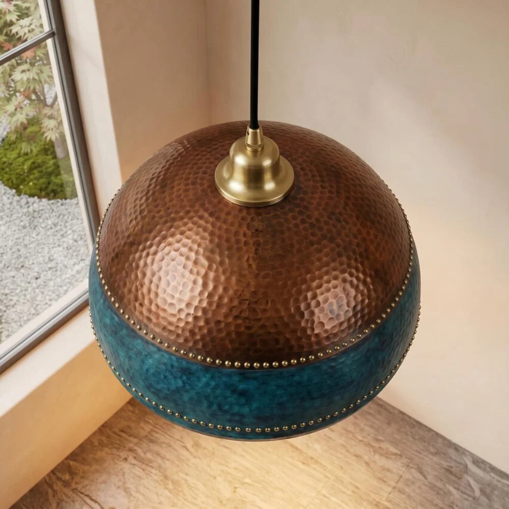 Plomet Handcrafted Two-Tone Copper Dome Pendant Light - 20 cm / 7.8 Inches