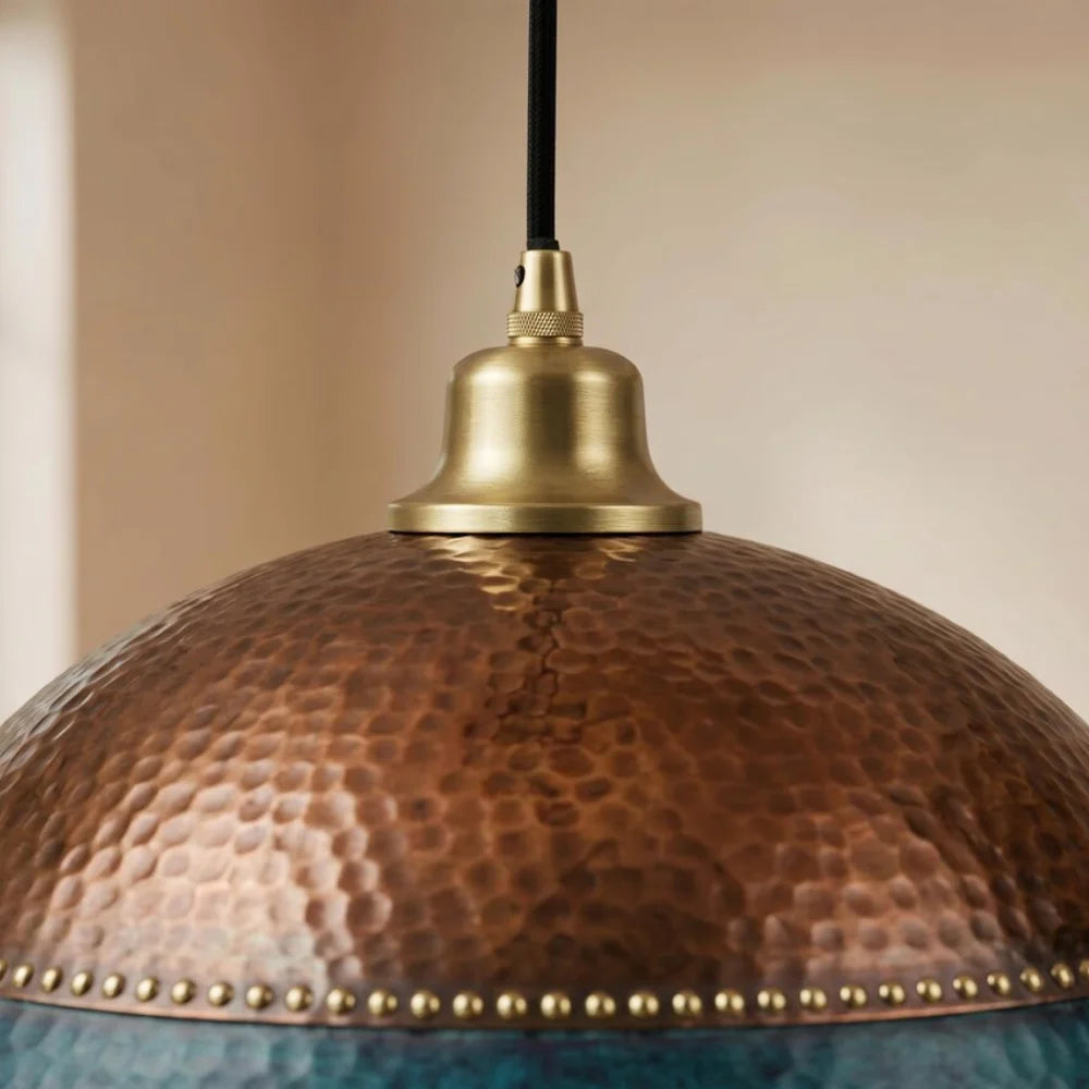Plomet Handcrafted Two-Tone Copper Dome Pendant Light - 20 cm / 7.8 Inches
