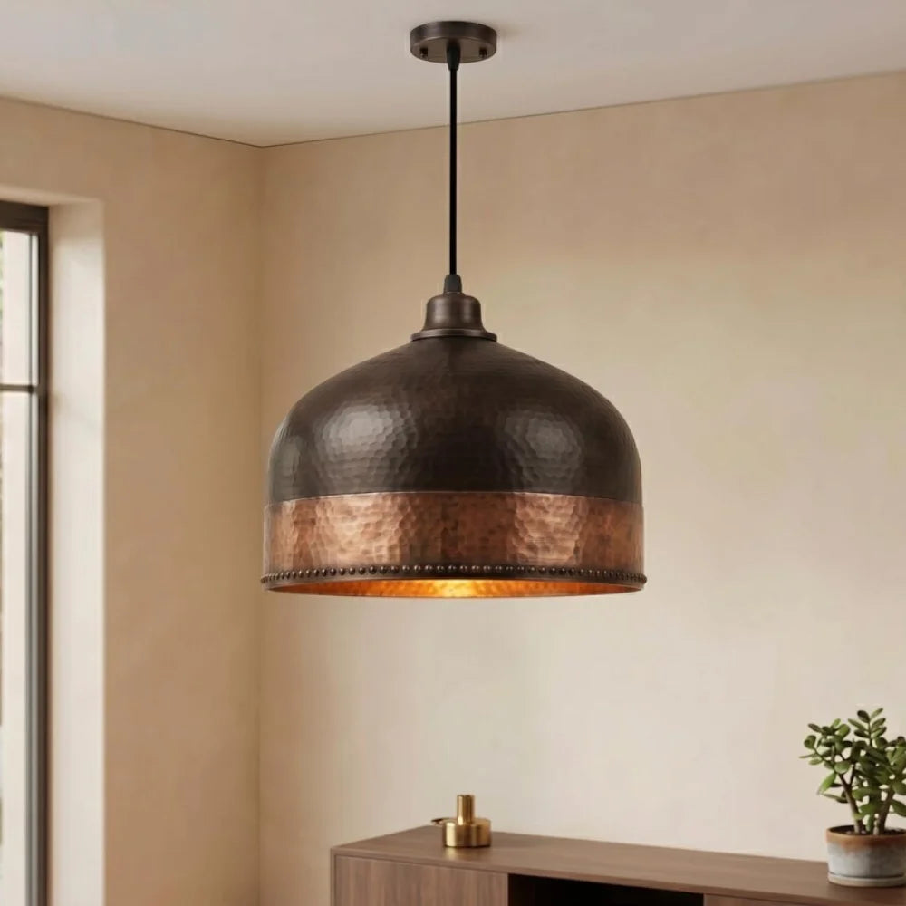 Plomet Handcrafted Hammered Copper Pendant Lamp - 20 cm / 7.8 Inches
