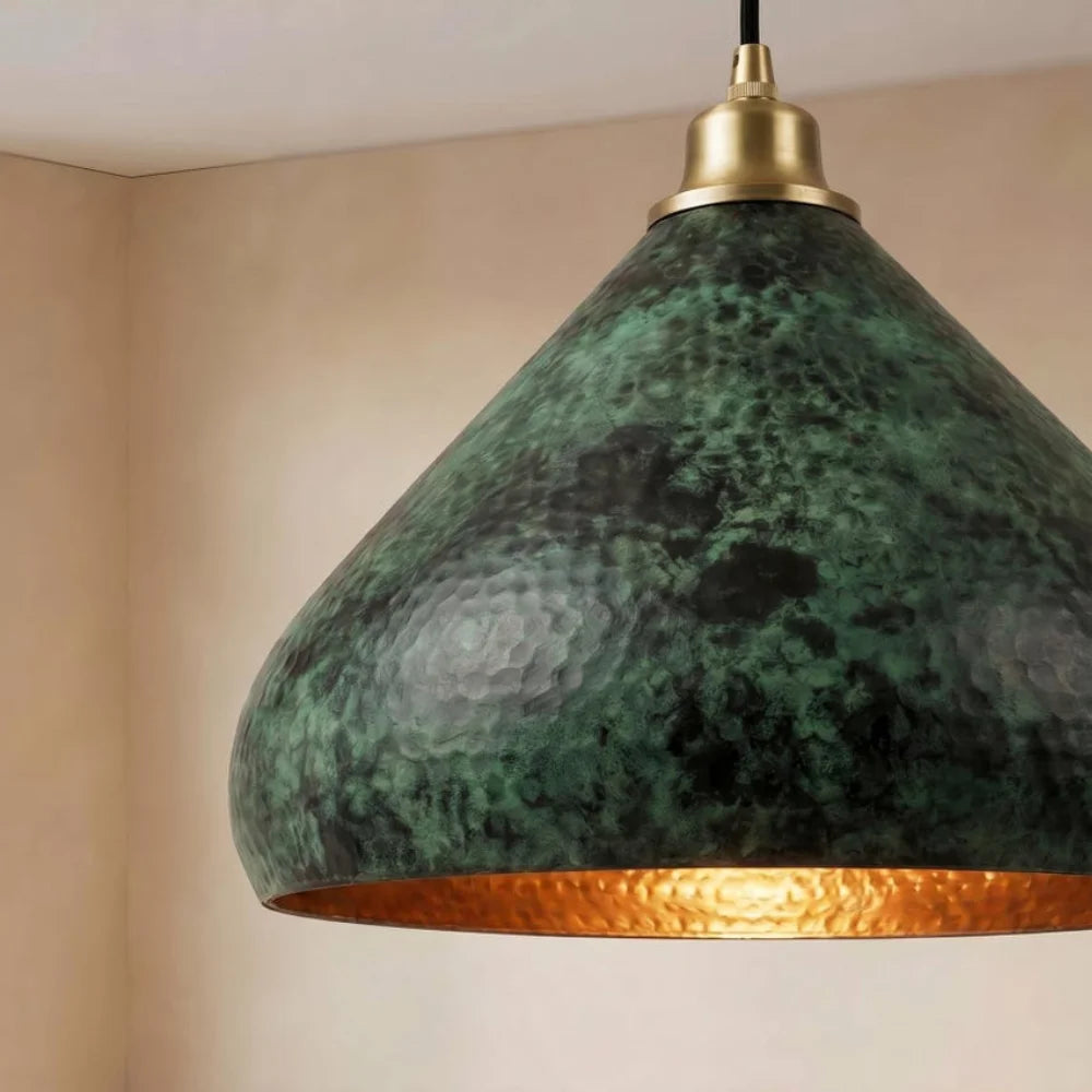 Plomet Handcrafted Green Patina Copper Pendant Light - 20 cm / 7.8 Inches