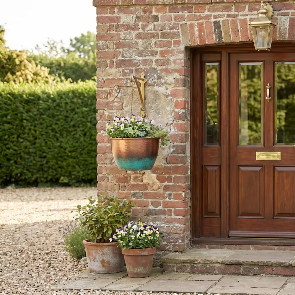 Plomet Handmade Hammered Verdigris Copper Hanging Planter - 20 cm / 7.8 Inches