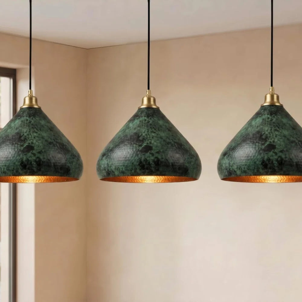 Plomet Handcrafted Green Patina Copper Pendant Light - 20 cm / 7.8 Inches