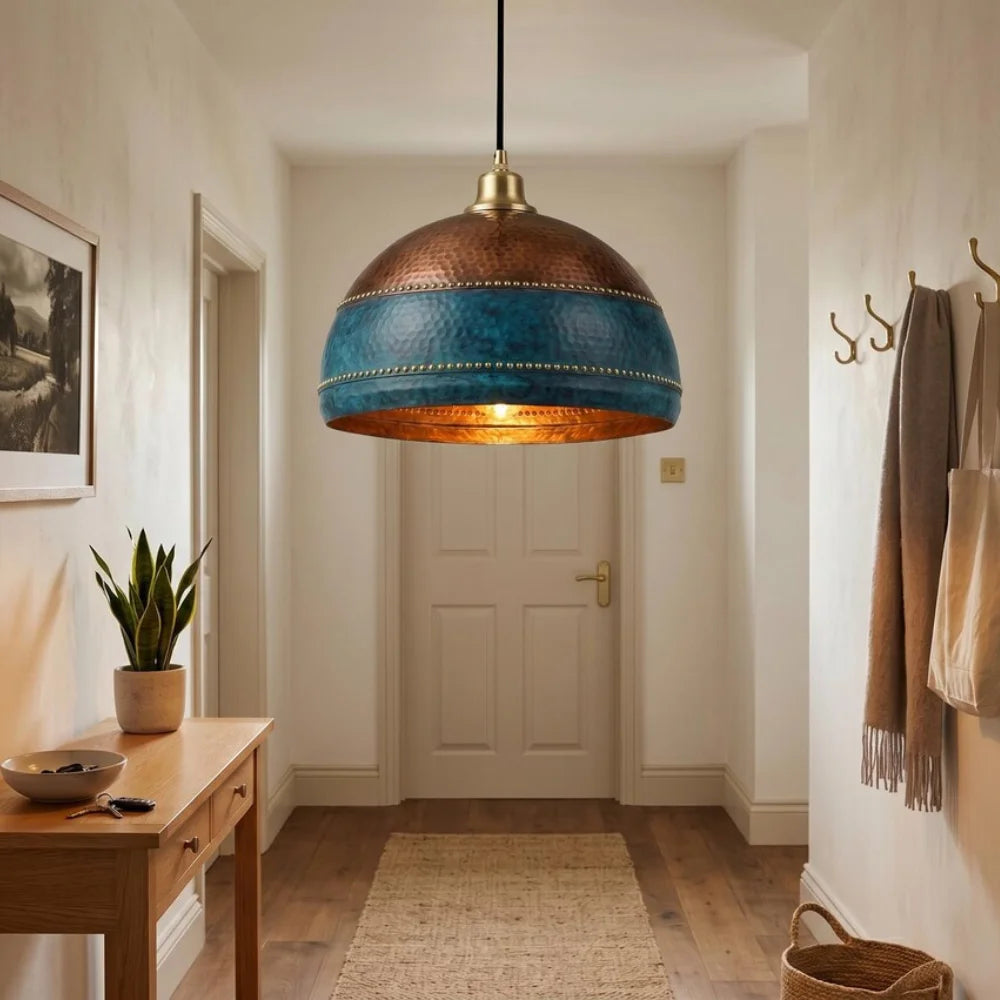 Plomet Handcrafted Two-Tone Copper Dome Pendant Light - 20 cm / 7.8 Inches