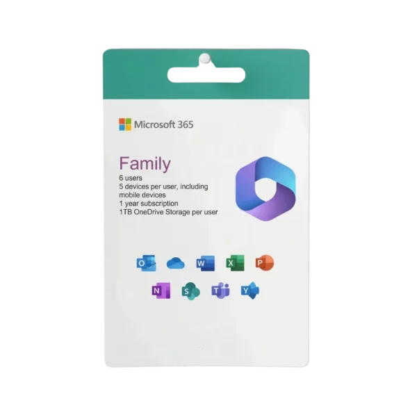 Microsoft 365 Family — 1-Year Digital Subscription | Up to 6 Users | PC/Mac