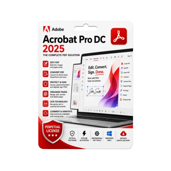 Adobe Acrobat Pro DC 2025 Professional (1 User, Windows) – Perpetual Digital Licence