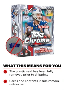 Topps 2026 Chrome Football Mega Box manufacturer seal-removal notice