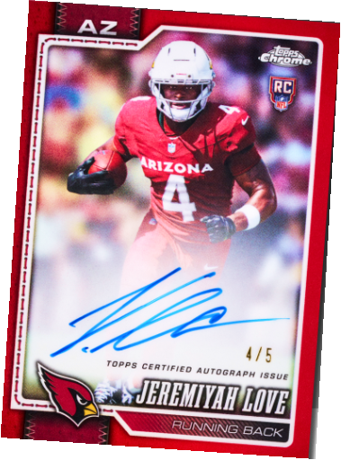 Original Jeremiyah Love Topps Chrome autograph card
