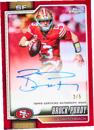 Original Brock Purdy Topps Chrome autograph card